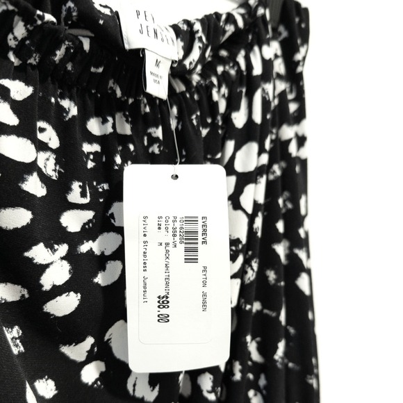 Peyton Jensen Strapless Jumpsuit Womens M Black White Abstract Print Chic NWT - Picture 3 of 12